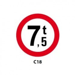 Accesul interzis vehiculelor având masa mai mare de 7,5 tone, Indicator rutier