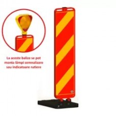 Baliză direcțională, folia 25 x 100 cm, soclu pentru semne-lămpi solare, greutate de 12kg