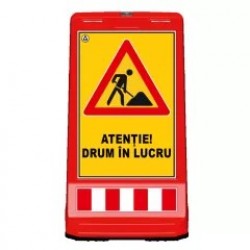 Baliză reflectorizantă pentru semnalizarea lucrărilor, 7.50kg, înălțime 90cm, folie față-verso 60x40cm