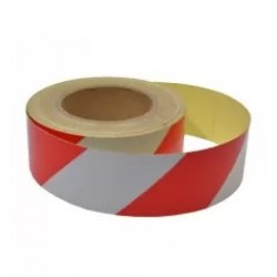 Bandă adezivă reflectorizantă, alb/roșu, 5cm x 46m