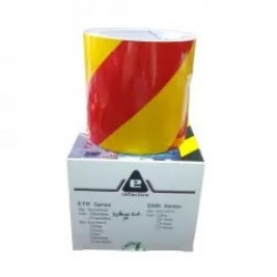 Bandă adezivă reflectorizantă, galben/roșu, 10cm x 10m