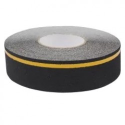 Bandă antialunecare, auto-adezivă, neagră, cu bandă reflectorizantă galbenă, 5cm x 25m