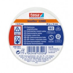 Banda electroizolatoare tesa Professional 53988, alba, 20 m x 0.13 mm x 19 mm 