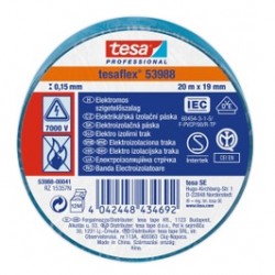 Banda electroizolatoare tesa Professional 53988, albastra, 20 m x 0.13 mm x 19 mm 