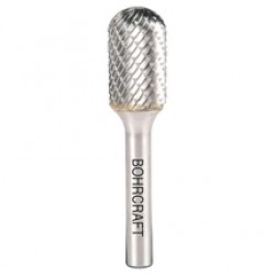 BOHRCRAFT  5110 - Freza cu carburi metalice,  16x25x70 mm, tija 6 mm, forma C (cilindrica cu cap sferic), tais dublu