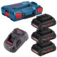 Bosch  0615990L1R - Set 3 acumulatori si incarcator, Li-Ion, 18 V, 4 Ah, valiza speciala