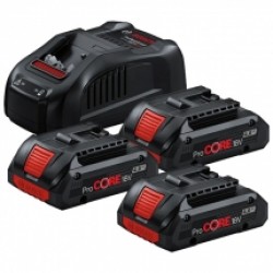 Bosch  0615990N2G - Set 3 acumulatori si incarcator, Li-Ion, 18 V, 4 Ah