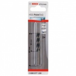 Bosch  2608577159 - Set burghie metal, HSS-PointTeq, 3.2  mm, tija cilindrica, 2  bucati
