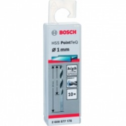 Bosch  2608577178 - Set burghie metal, HSS-PointTeq, 1  mm, tija cilindrica, 10  bucati