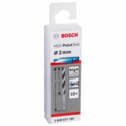 Bosch  2608577188 - Set burghie metal, HSS-PointTeq, 2  mm, tija cilindrica, 10  bucati