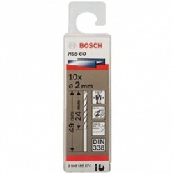 Bosch  2608585874 - Set burghie metal, HSS-CO, 2  mm, tija cilindrica, 10  bucati