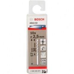 Bosch  2608585875 - Set burghie metal, HSS-CO, 2.5  mm, tija cilindrica, 10  bucati