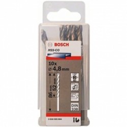 Bosch  2608585884 - Set burghie metal, HSS-CO, 4.8  mm, tija cilindrica, 10  bucati