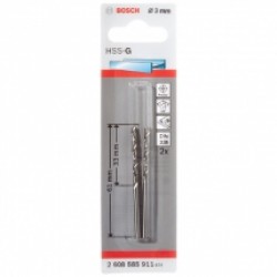 Bosch  2608585911 - Set burghie metal, HSS-G, 3  mm, tija cilindrica, 2  bucati