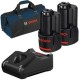 Bosch  2x 1600Z0002X + 1600A019R3 + 1619BZ0100 - 2x Acumulator, Li-Ion, 10.8 V, 2 Ah + Incarcator + Geanta textila