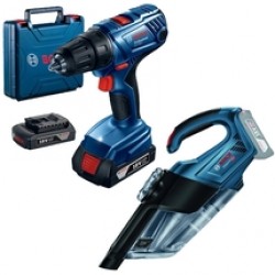 Bosch  GAS 18V-1 + GSR 180-LI - Aspirator, 60 mbar + Masina de gaurit si insurubat cu 2 acumulatori, Li-Ion, 18 V, 2 Ah, 54 Nm, valiza plastic