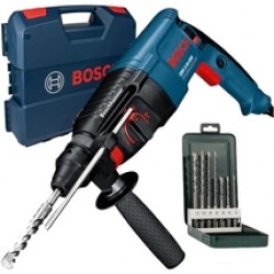 Bosch  GBH 2-26 DRE  - Rotopercutor SDS-Plus, 800 W, 2.7 J, valiza plastic + Set burghie SDS-Plus, 5-12  mm, 7 bucati