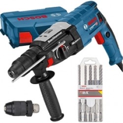 Bosch  GBH 2-28 F - Rotopercutor SDS-Plus, 880 W, 3.2 J, mandrina interschimbabila, valiza plastic + Set burghie SDS-Plus, 6-10 mm, 5 bucati