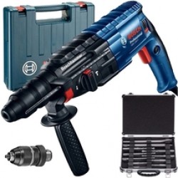 Bosch  GBH 240 F - Rotopercutor SDS-Plus, 790 W, 2.7 J, mandrina interchimbabila, valiza plastic + Set SDS-Plus, 9 burghie, 2 dalti, cutie metal
