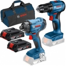 Bosch  GDR 180-LI + GSR 185-LI - Masina de insurubat cu impact, 160 Nm, M6-M14 + Masina de gaurit si insurubat, 50 Nm + 2 acumulatori, Li-Ion, 18 V, 2 Ah + Incarcator + Geanta textila
