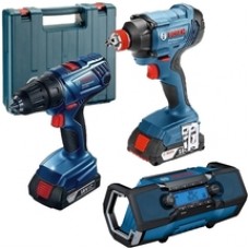 Bosch  GDX 180-LI + GSR 180-LI + GPB 18V-2 C - Masina de insurubat cu impact, 180 Nm, M6-M16 + Masina de gaurit si insurubat, 54 Nm, 2 acumulatori, Li-Ion, 18 V, 1.5 Ah, valiza plastic + Radio, Li-Ion, 18 V, - Ah
