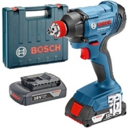 Bosch  GDX 180-LI - Masina de insurubat cu impact cu 2 acumulatori, Li-Ion, 18 V, 2 Ah, patrat 1/2 inch si hexagon interior 1/4 inch, 180 Nm, M6-M14, valiza plastic