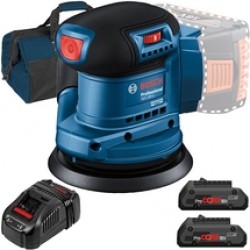 Bosch  GEX 185-LI - Slefuitor cu excentric, 125 mm + Set 2 acumulatori si incarcator, Li-Ion, 18 V, 4 Ah + Geanta textila