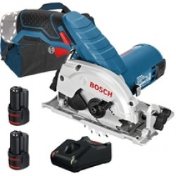 Bosch  GKS 12V-26 - Fierastrau circular, 85x15 mm + Set 2 acumulatori si incarcator, Li-Ion, 12 V, 3 Ah + Geanta textila
