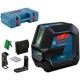 Bosch  GLL 2-15 G + LB 10 + DK 10 - Nivela laser cu linii, 15 m, +/-0.3 mm/m, 2 linii laser, fascicul verde, suport perete, valiza plastic