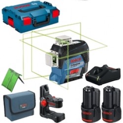 Bosch  GLL 3-80 CG - Nivela laser cu linii, 30 m, valiza speciala + Set 2 acumulatori si incarcator, Li-Ion, 12 V, 2 Ah