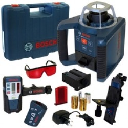 Bosch  GRL 300 HV + LR 1 + WM 4 + RC1 - Nivela laser rotativa, 60 m, +/-0.1 mm/m, 150, 300, 600 rot/min, receptor, proiectie verticala, valiza plastic