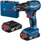 Bosch  GSB 185-LI - Masina de gaurit si insurubat cu percutie cu 2 acumulatori, Li-Ion, 18 V, 2 Ah, 50 Nm, motor fara perii, led iluminare, valiza plastic