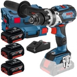 Bosch  GSB 18V-110 C - Masina de gaurit si insurubat cu percutie, 110 Nm, valiza speciala + Set 3 acumulatori si incarcator, Li-Ion, 18 V, 5 Ah, valiza speciala