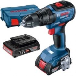 Bosch  GSB 18V-50 - Masina de gaurit si insurubat cu percutie cu 2 acumulatori, Li-Ion, 18 V, 2 Ah, 50 Nm, motor fara perii, led iluminare, valiza plastic