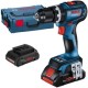 Bosch  GSB 18V-90 C - Masina de gaurit si insurubat cu percutie cu 2 acumulatori, Li-Ion, 18 V, 4 Ah, 64 Nm, motor fara perii, valiza speciala
