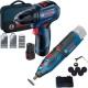 Bosch  GSR 12V-30 + GRO 12V-35 - Masina de gaurit si insurubat cu 2 acumulatori, Li-Ion, 12 V, 2 Ah, 30 Nm, geanta textila + Polizor drept