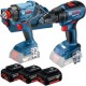 Bosch  GSR 18V-50 + GDX 180-LI  - Masina de gaurit si insurubat, 50 Nm + Masina de insurubat cu impact, 180 Nm, M6-M14 + 3x Acumulator, Li-Ion, 18 V, 5 Ah + Incarcator + Valiza speciala