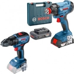 Bosch  GSR 18V-50 + GDX 180-LI - Masina de gaurit si insurubat, 50 Nm + Masina de insurubat cu impact cu 2 acumulatori, Li-Ion, 18 V, 2 Ah, 180 Nm, M6-M14, valiza plastic