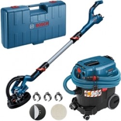 Bosch  GTR 550 + GAS 35 M AFC - Slefuitor pentru pereti, 550 W, 225 mm, valiza plastic + Aspirator umed-uscat, 1200 W, 254 mbar, 35 l, priza scule electrice