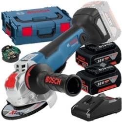 Bosch  GWX 18V-10 PSC X-LOCK  - Polizor unghiular, 125 mm, valiza speciala, accesorii + 2x Acumulator, Li-Ion, 18 V, 5 Ah + Incarcator