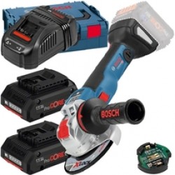 Bosch  GWX 18V-10 SC X-LOCK - Polizor unghiular, 125 mm, valiza speciala, accesorii + 2x Acumulator ProCORE, Li-Ion, 18 V, 4 Ah + Incarcator