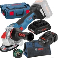 Bosch  GWX 18V-10 SC X-LOCK - Polizor unghiular, 125 mm, valiza speciala, accesorii + Acumulator ProCORE, Li-Ion, 18 V, 4 Ah + Incarcator + Geanta textila