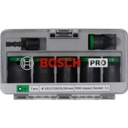 Bosch  PRO Impact Socket - Set chei tubulare impact, 13-24  mm, 1/2 inch, 7 bucati