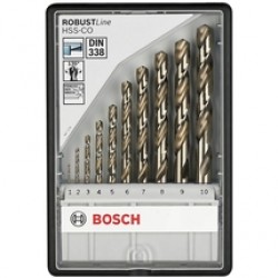 Bosch  Robust Line HSS-Co - Set burghie metal, HSS-CO, 1-10  mm, tija cilindrica, 10  bucati