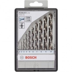 Bosch  Robust Line HSS-G - Set burghie metal, HSS-G, 1-10  mm, tija cilindrica, 10  bucati