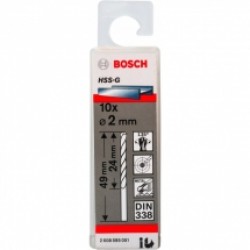 Bosch  Standard Line - Set burghie metal, HSS-G, 2  mm, tija cilindrica, 10  bucati