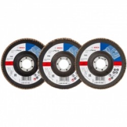 Bosch  X431 - Set discuri lamelare, profil convex, 125x22.2 mm, granulatie 40, 60, 80, 3 bucati