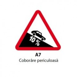 Coborâre periculoasă, unghi 10%, Indicator rutier