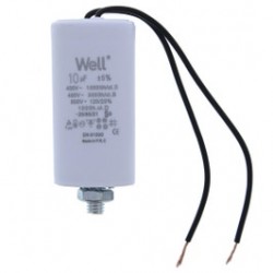 Condensator pentru motoare 400V, Well, 10 microfarazi, cu fir