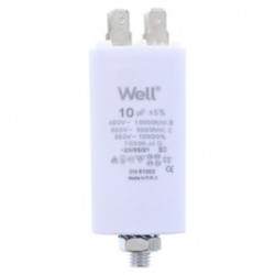Condensator pentru motoare 400V, Well, 10 microfarazi, cu pin